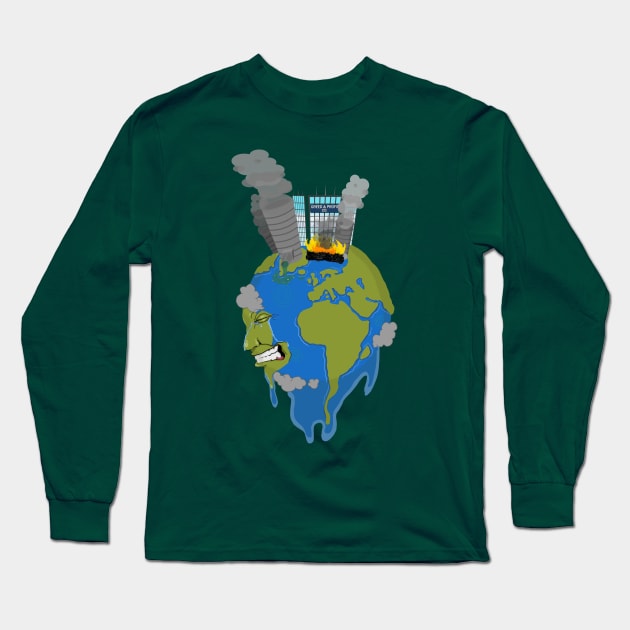 Earth in Anguish Long Sleeve T-Shirt by VoidDesigns